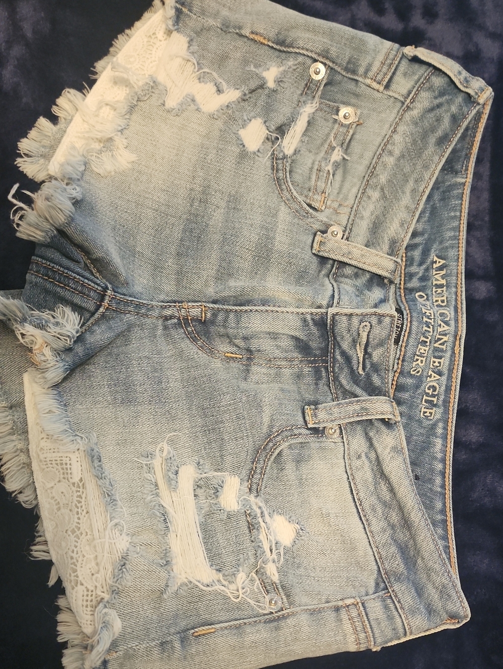 American Eagle Outfitters Light Wash Distressed Denim Cutoff Shorts
